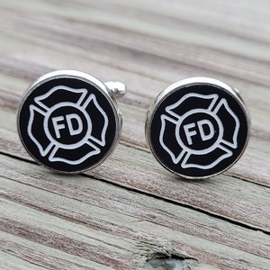 Firefighter Maltese Cross Cufflinks. Gift For Dad, Groom, Groomsmen, Christmas Gift, Anniversary. Firefighter Gift
