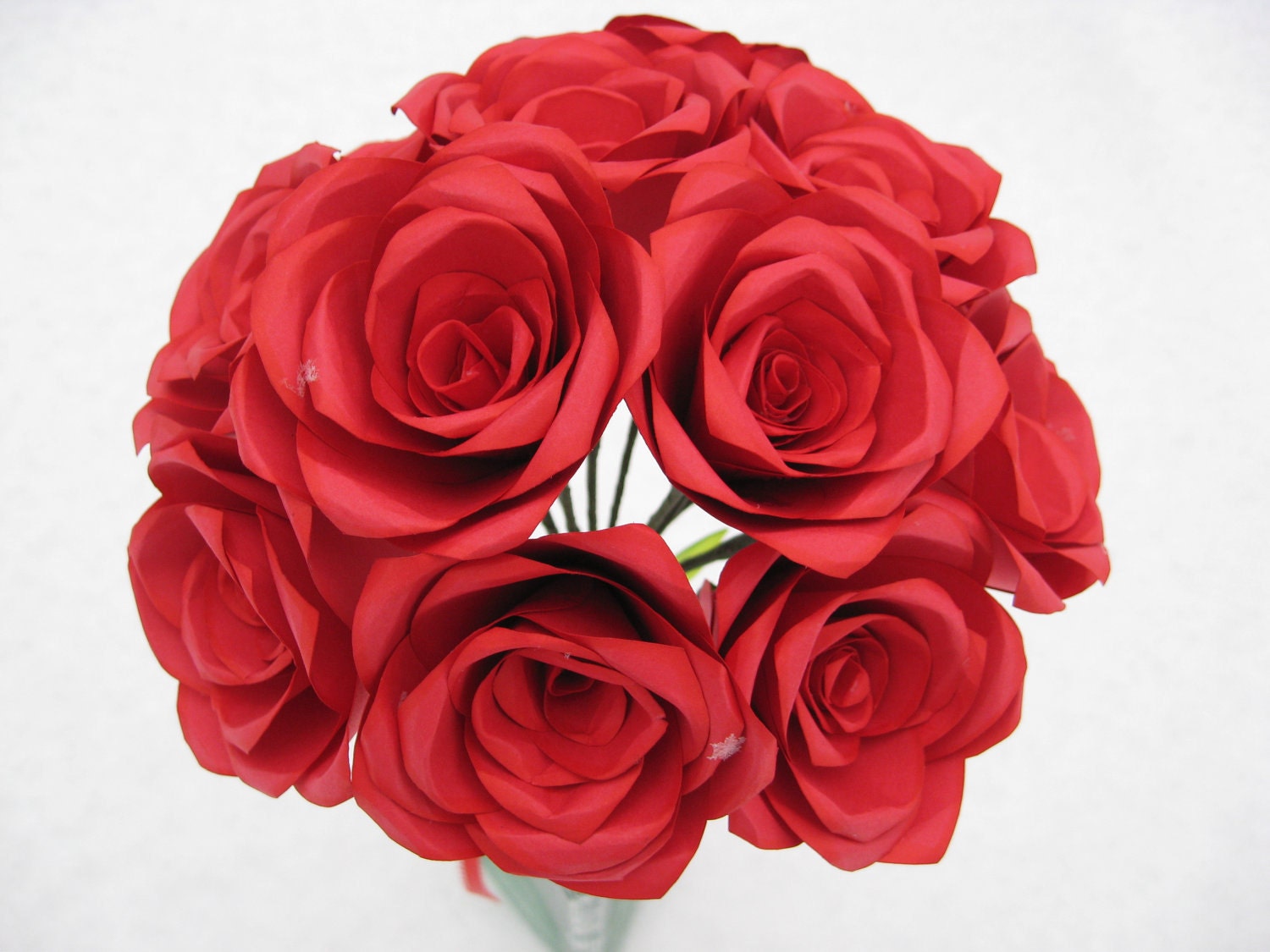 Dozen Paper Roses Handmade Bouquet. Other Colors Available. | Etsy