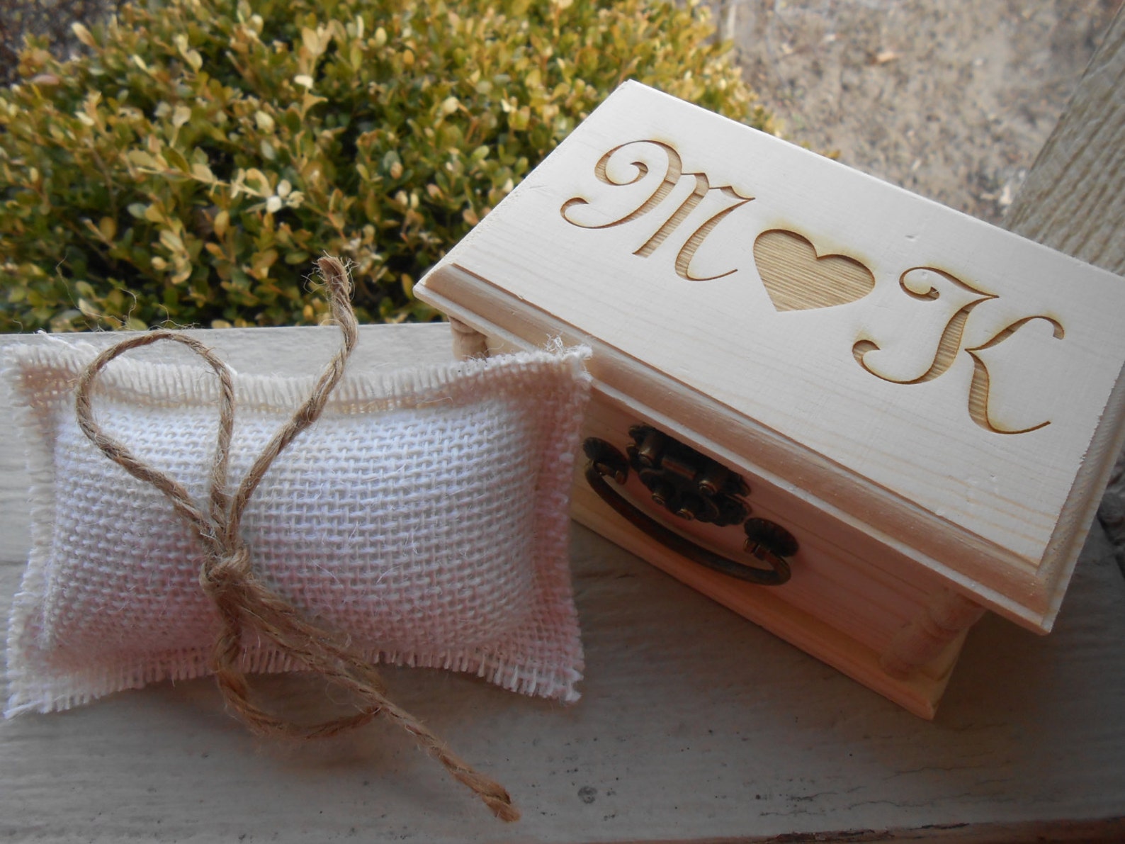 Monogram Ring Box & Pillow. CHOOSE YOUR PILLOW Style Engraved Etsy