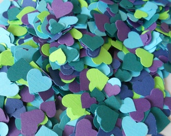 Over 2000 Mini Confetti Hearts. PEACOCK MIX. Weddings, Showers, Decorations. Or Choose Your Colors.