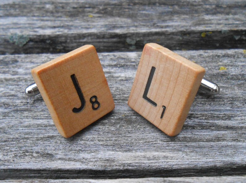 CHOOSE YOUR LETTERS Christmas. Birthday Game Tile Cufflinks Anniversary Wedding Groom Groomsmen Gift Dad