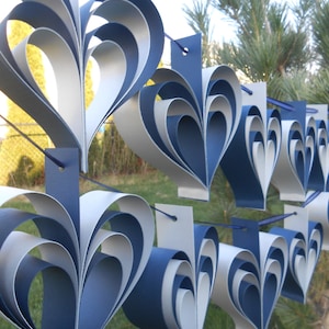 TWO Garlands Of NAVY & SILVER Hearts. 10 Hearts. Wedding, Shower Decoration, Home Decor. Custom Orders Welcome. Any Color Available.