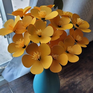 California Poppies, One Dozen. Handmade Paper Flower Bouquet. First Anniversary, Birthday, Gifts For Her, Mom, Mother&#39;s Day