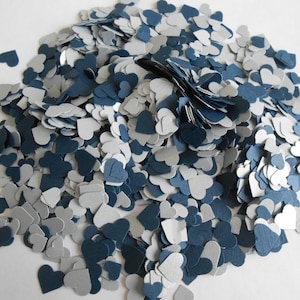 Over 2000 Mini Confetti Hearts. Navy & Silver. Weddings, Showers, Decorations. ANY COLOR Available.