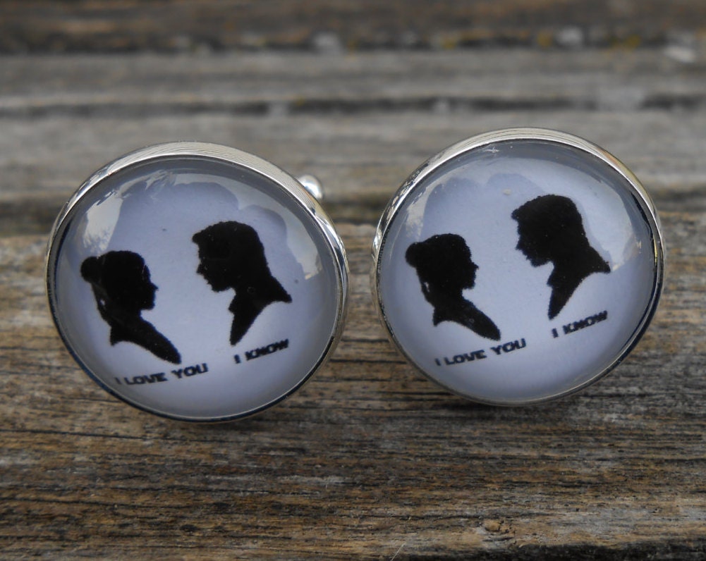 I LOVE You, I KNOW Cufflinks. Silhouette, Wedding, Men's Christmas Gift, Groomsmen, Dad. Silver Plated. Custom Orders Welcome.