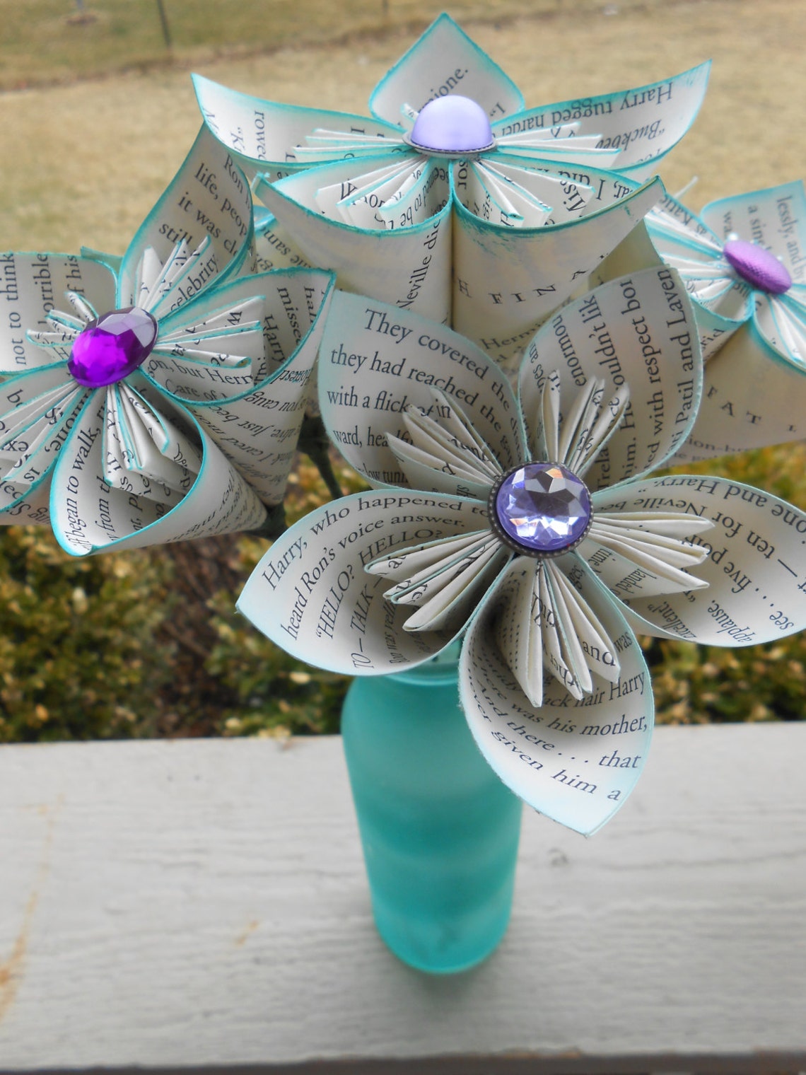 Book Paper Flower Bouquet. CHOOSE YOUR COLORS. First Etsy