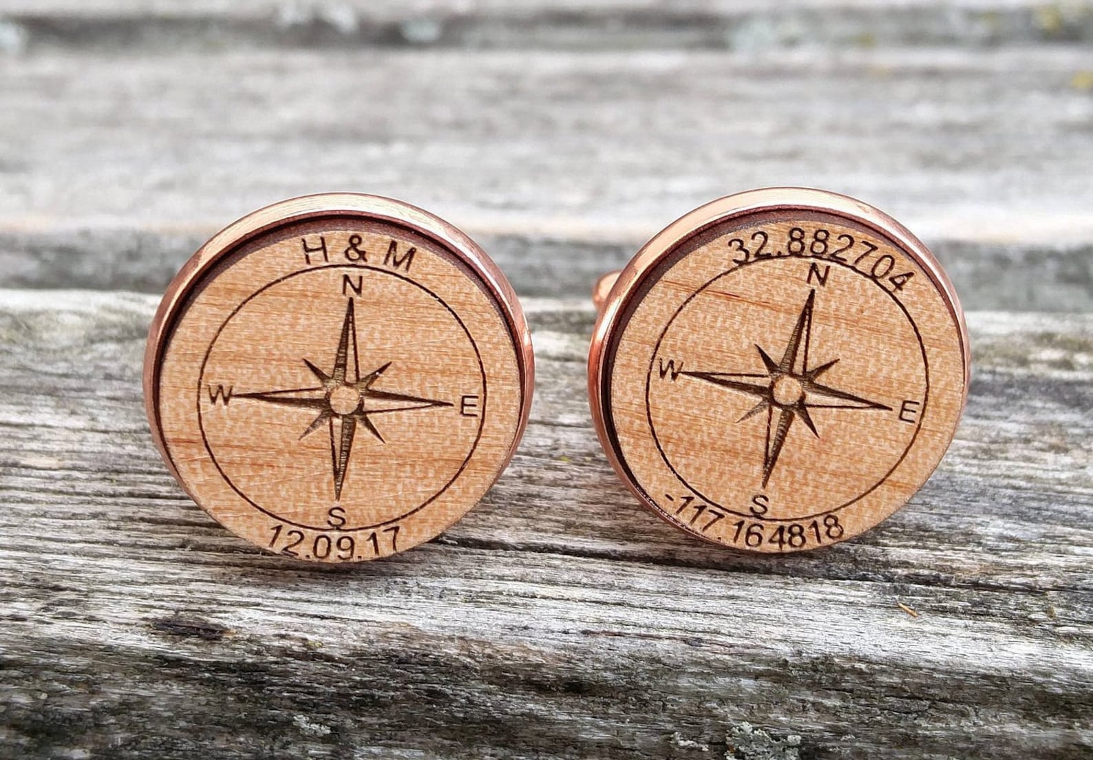 Custom Coordinate Cufflinks. Compass, Personalized Monogram. Wedding ...