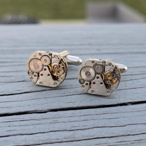 Steampunk Watch Cufflinks. Wedding, Gift For Men, Groom Gift, Dad, Groomsmen. Vintage Watch