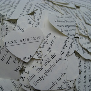 1000 Jane Austen Confetti, Heart-Shaped. Emma, Razão e Sensibilidade, Orgulho e Preconceito. Pedidos personalizados são bem-vindos.