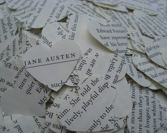 1000 Jane Austen Confetti, Heart-Shaped. Emma, Sense & Sensibility, Pride And Prejudice.  Custom Orders Welcome.