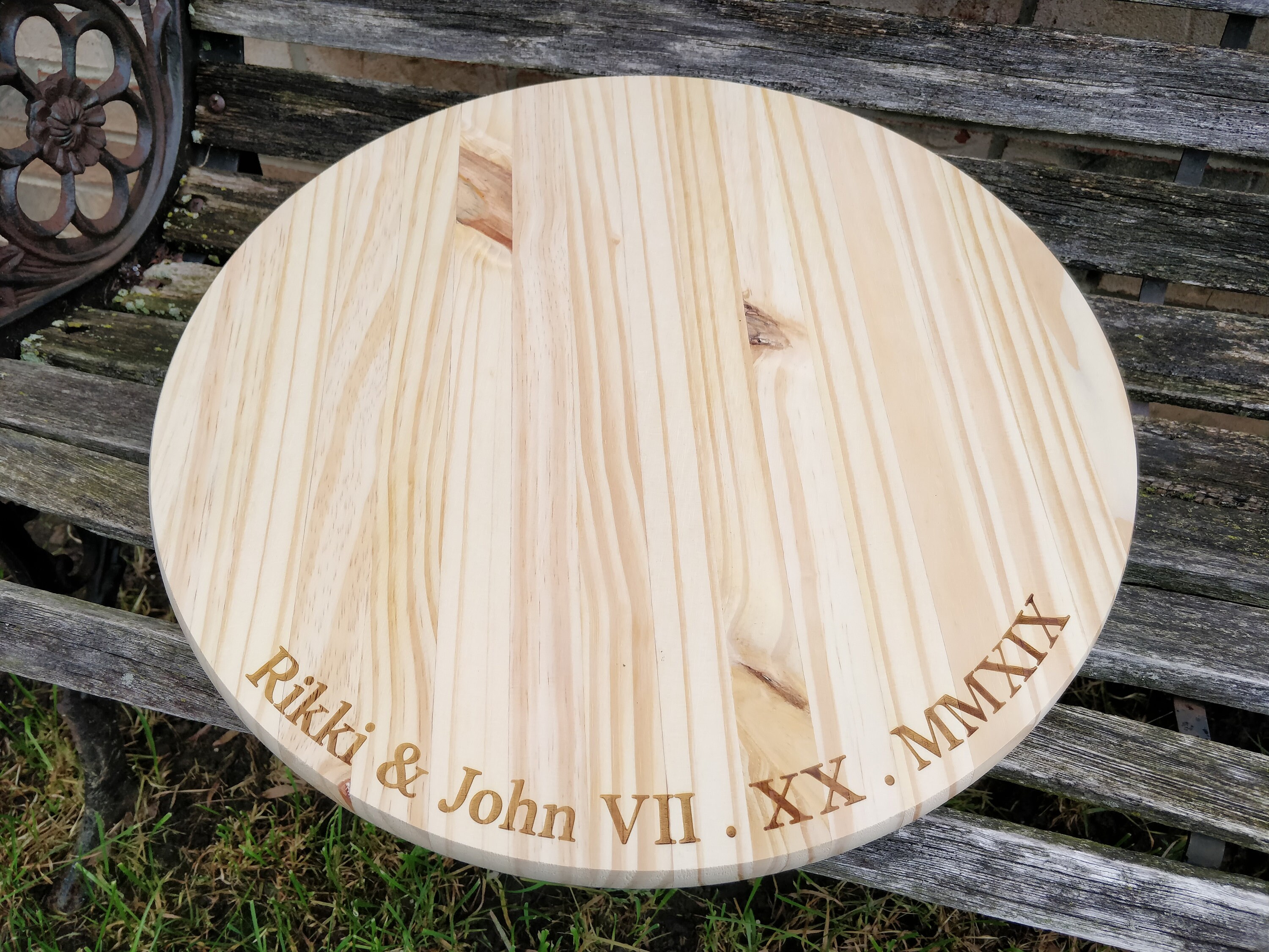 Custom Engraved Cake Stand. Large Wood Round. Wedding, Shower ...