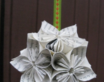 Upcycled Book Kusudama Ball.  Wedding, Holidays, Gifts.  Custom Orders Welcome.