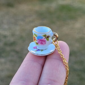 Teacup Necklace. Gifts For Her, Gift For Mom, Anniversary Gift. Birthday. Alice In Wonderland. image 2