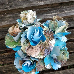 Map Flowers, Half Dozen Wild Roses. Centerpiece, Wedding, Paper Flower Bouquet