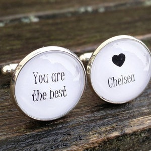 Personalized Cufflinks. Wedding, Groom Gift, Anniversary, Birthday, Groomsmen, Father&#39;s Day. Silver, Gold, Rose Gold, Gunmetal.