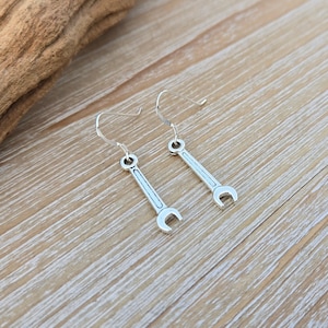 Wrench Earrings. Silver. Gift For Mom, Anniversary Gift. Dangling. Tool Earrings. Gift For Her