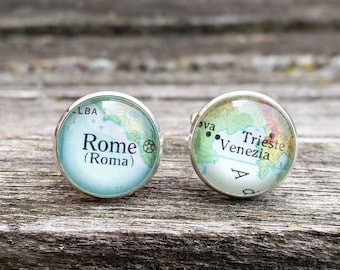 Vintage ITALY Cufflinks. ROME & VENICE. Wedding, Anniversary, Birthday, Groom, Christmas Gift, Dad.