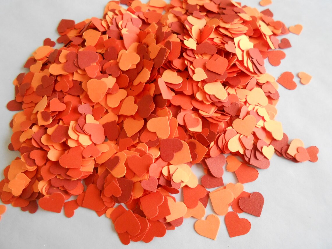 Over 2000 Mini Confetti Hearts. Shades of Orange. Weddings Etsy
