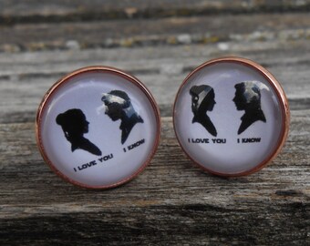 Je t'aime, je connais les boutons de manchette. Silhouette. Mariage, cadeau de Noël pour homme, garçons d'honneur, papa. Or rose.