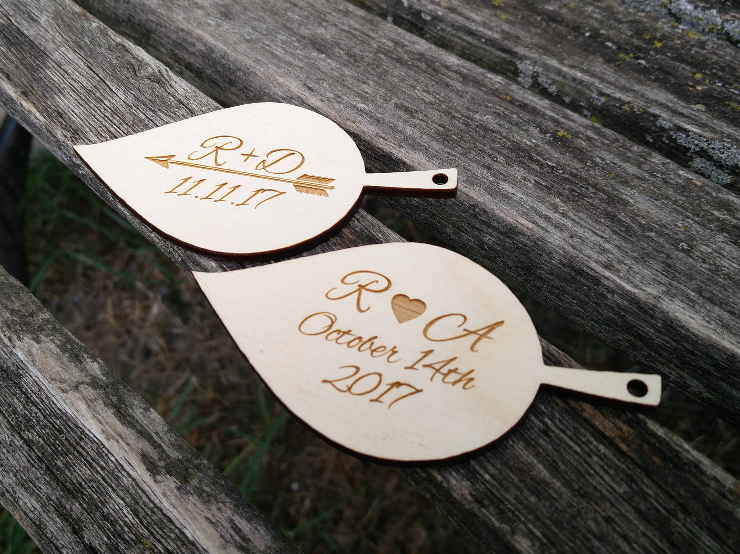 PERSONALIZED Leaf Tags. Laser Engraved, Rustic Wedding. Fall Wedding ...