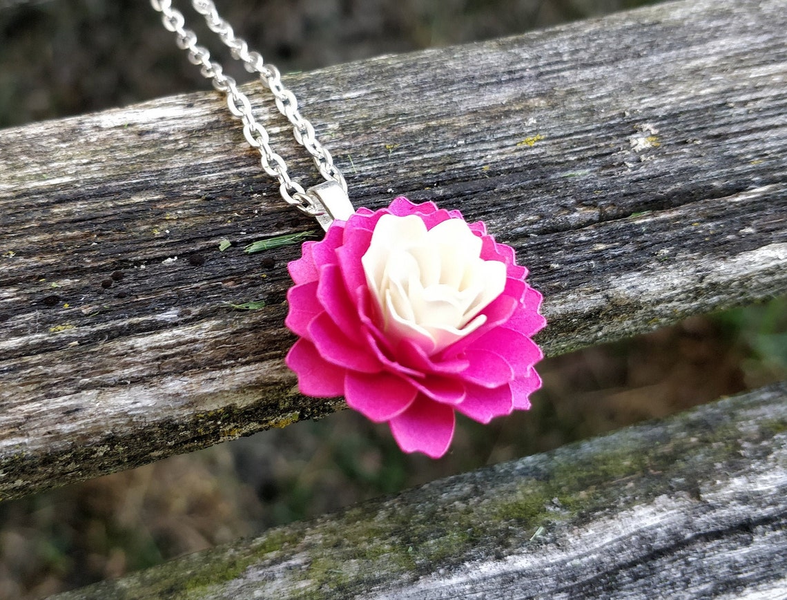 Dahlia Flower Necklace. CHOOSE YOUR COLOR Wedding Etsy