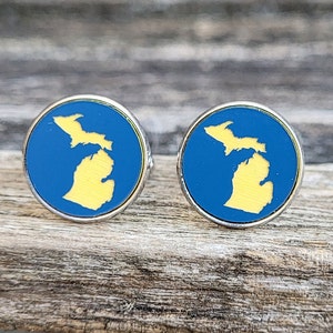 Manchetknopen Michigan. Bruiloft, cadeau bruidsjonker, vader.  Michigan, Ann Arbor, Wolverines, universiteit