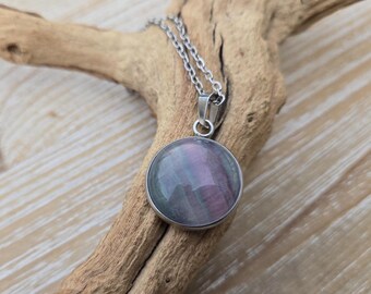 Fluorite Stone Necklace. Gift For Her, Gift For Mom, Anniversary Gift, Birthday, Christmas, Mother's Day. Purple & Green