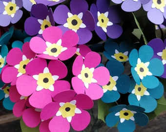 Ramo No me olvides, tamaño grande. ELIGE TUS COLORES. Centro de mesa para bodas, regalo, flores de papel. Regalo de primer aniversario, día de San Valentín.