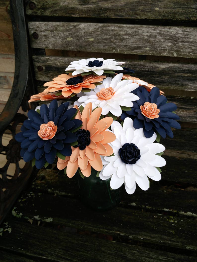 Gerber Daisy Paper Flower Bouquet. Ivory Red. Or CHOOSE