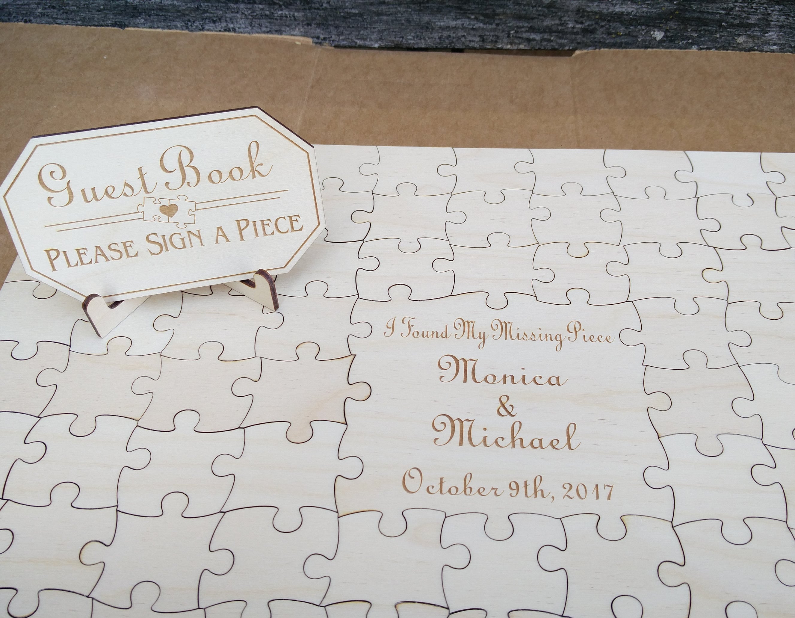 Wood Guest Book Puzzle. Personalized Guest Book Alternative. Etsy