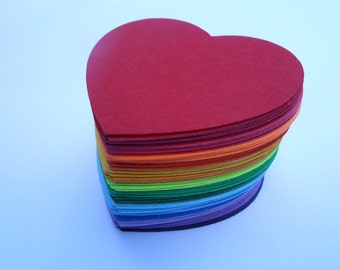 100 Rainbow Hearts OR Flowers, 2 inch. Other Colors And Sizes Available. Custom Orders Welcome. ROYGBIV