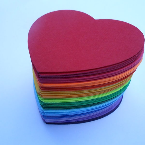 100 Rainbow Hearts OR Flowers, 2 inch. Other Colors And Sizes Available. Custom Orders Welcome. ROYGBIV