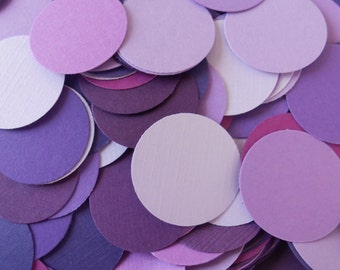 1000 Confetti. 1" Hearts OR Circles. Shades of Purple, Lavender, Iris, Lilac, Royal. Weddings, Showers, Decorations. ANY COLOR Available.