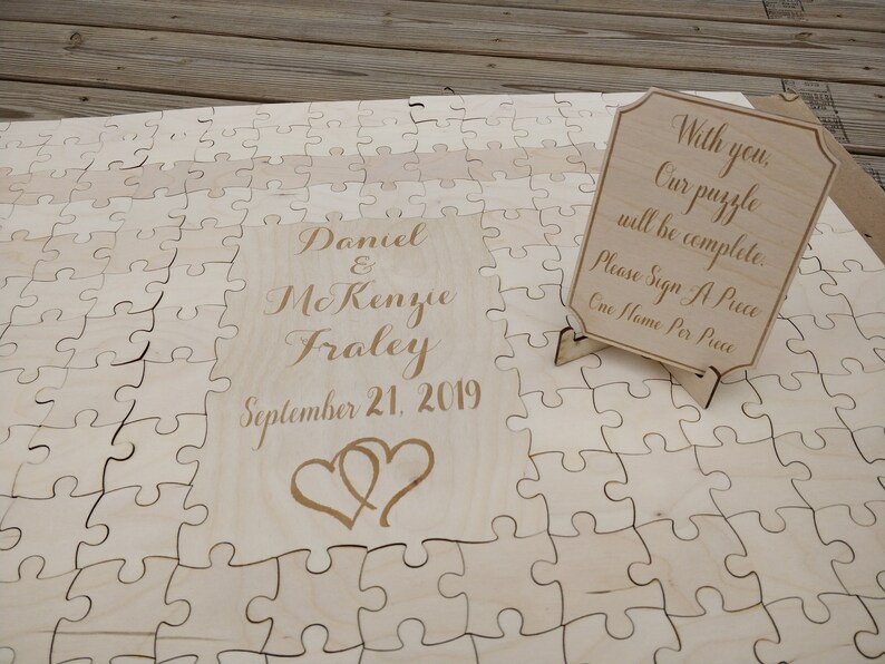 Wood Guest Book Puzzle. Personalized Guest Book Alternative. Etsy