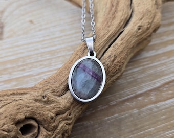 Fluorit Stein Halskette. Geschenk für Sie, Geschenk für Mama Jahrestag Geschenk, Geburtstag, Weihnachten, Muttertag. Lila & Grün