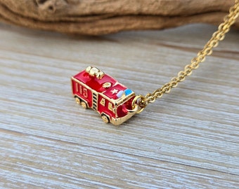 Fire Truck Necklace. Gold Or Silver. Gifts For Firefighters. Dad Gift, Gifts For Men, Gifts For Him. Birthday Gift