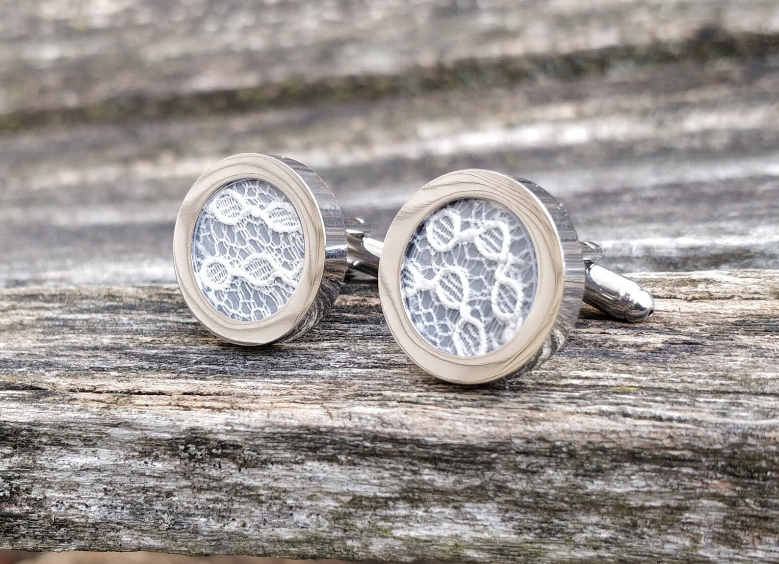 Wedding Dress LACE CUFFLINKS. Groomsmen Gift Dad Gift Memory Etsy