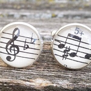 Gemelli con spartiti vintage. Matrimonio, anniversario, testimoni dello sposo, sposo, regalo di Natale, papà. Musicista. Nota.