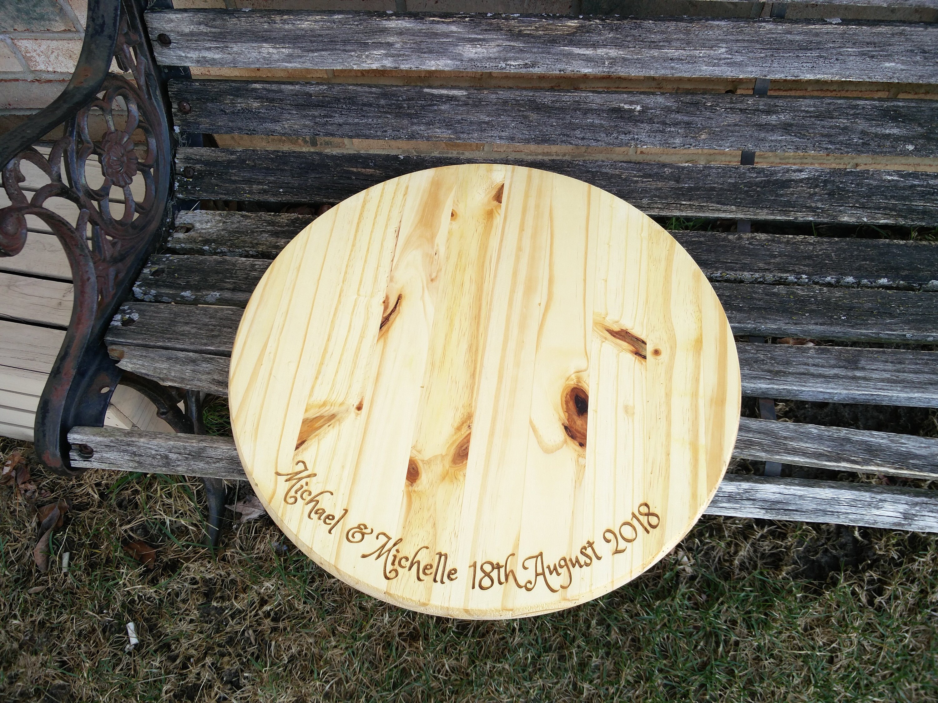 Custom Engraved Cake Stand. Large Wood Round. Wedding, Shower ...