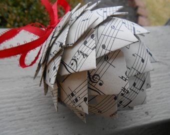 Vintage Sheet Music Ornament. Decoration, Christmas, Gift, Birthday, Anniversary, Wedding.