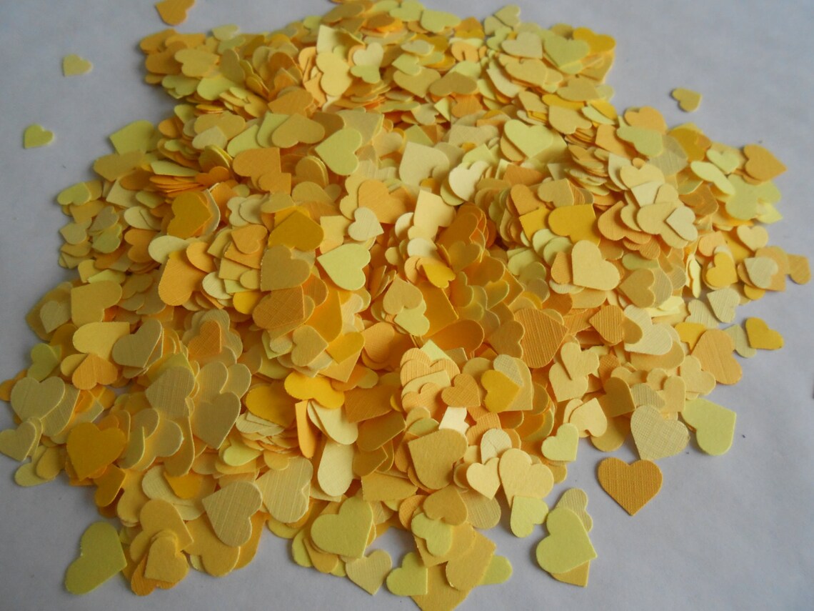 Over 2000 Mini Confetti Hearts. Shades of Yellow. Weddings Etsy