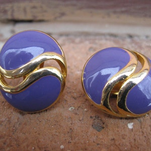 Vintage Purple & Gold Clip-On Earrings.  Wedding, Women&#39;s Gift, Anniversary.