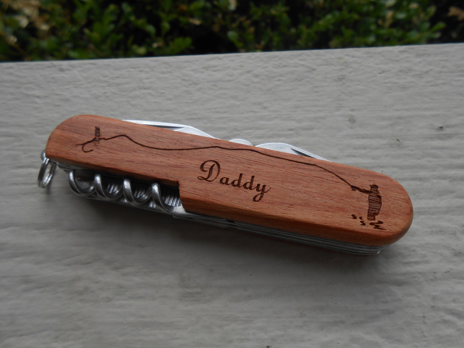 FLY FISHING Pocket Knife Laser Engraved Wood. Wedding Men Etsy
