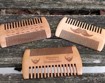 Personalized Beard Comb. Mustache Comb. Engraved. Wedding, Groomsmen Gift, Dad, Anniversary, Birthday, Christmas, Customized Gift