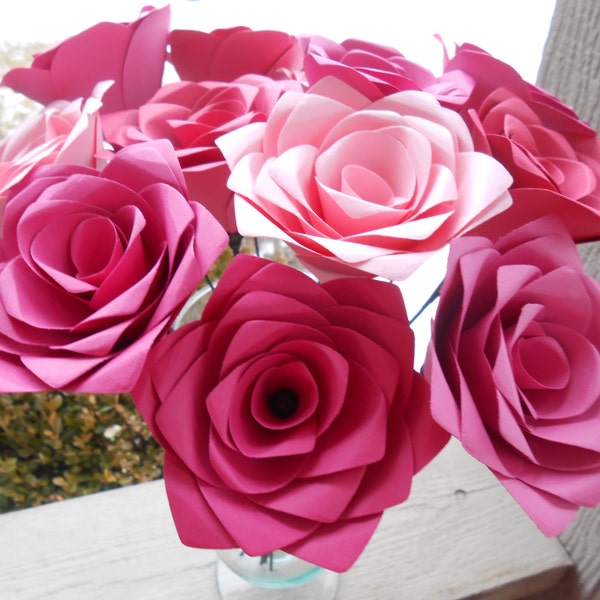 Dozen Paper Roses. CHOOSE YOUR COLORS! Anniversary, Birthday, Valentine's Day, Wedding, Mother's Day, Housewarming