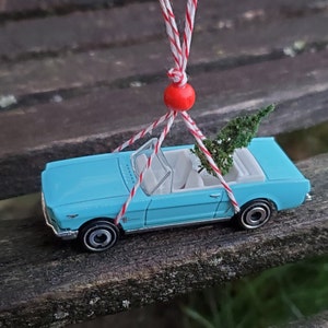 Car & Tree Ornament. 1965 Mustang Ornament. Perfect Gift. Unique, Christmas, Holiday, Anniversary. Kids. Model, Miniature