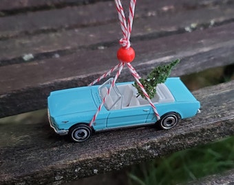 Car & Tree Ornament. 1965 Mustang Ornament. Perfect Gift. Unique, Christmas, Holiday, Anniversary. Kids. Model, Miniature