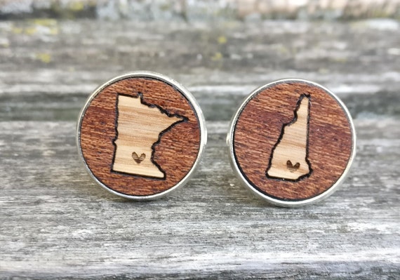 Boutons De Manchettes Incrustés De Bois - Neuf Avec étiquettes - Marque A Bijoux