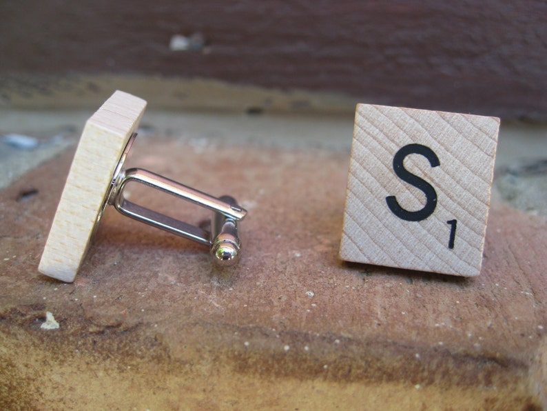 Wedding Groomsmen Gift CHOOSE YOUR LETTERS Monogram Tile Cufflinks Dad Custom Orders Welcome.