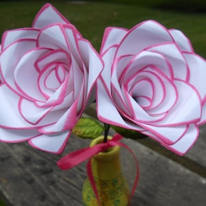 Two Paper Roses. CHOOSE YOUR COLORS. Mother&#39;s Day, Anniversary Gift, Wedding, Birthday, Valentine&#39;s Day, Gift For Her, Gift For Mom
